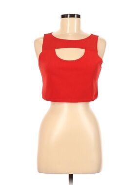 Red Cutout Crop Tank Top
